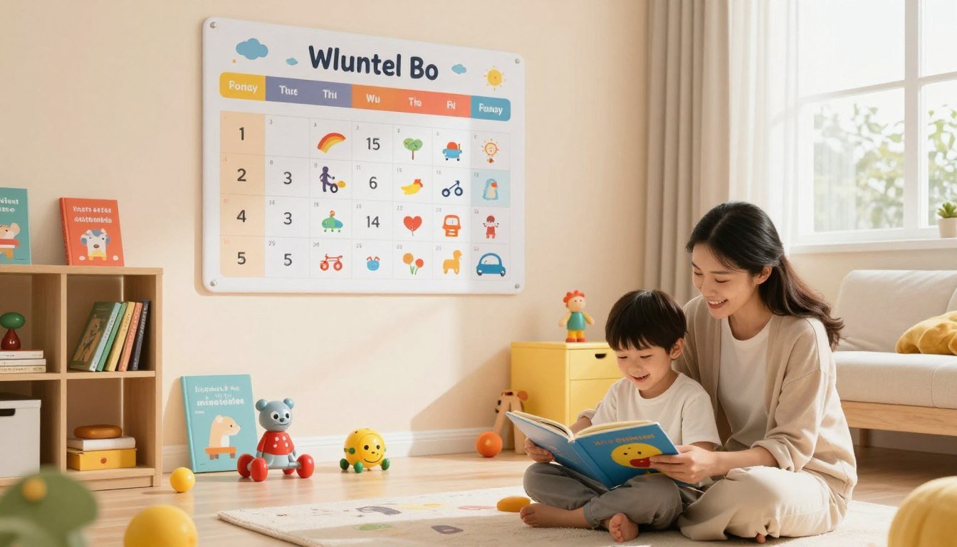 A parent and child following a calm, predictable daily routine at home