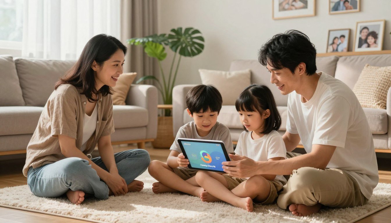 A parent and child building healthy screen habits together
