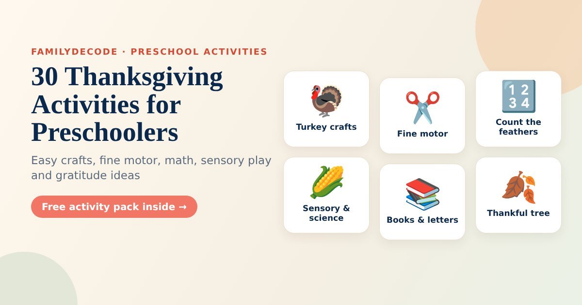 Thanksgiving activities for preschoolers: turkey crafts, fine motor, math, sensory play, books and gratitude