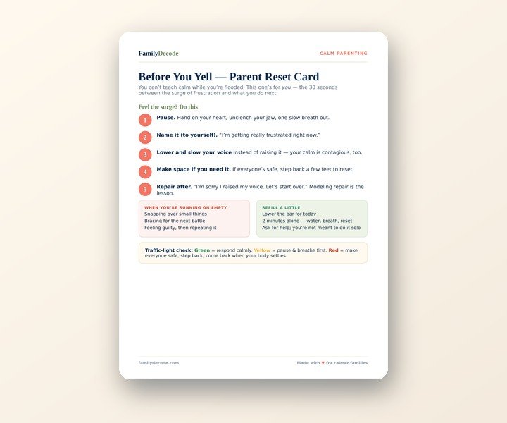 Before You Yell: Parent Reset Card preview