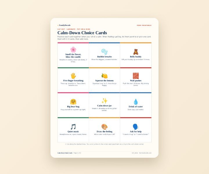 Calm-Down Choice Cards preview