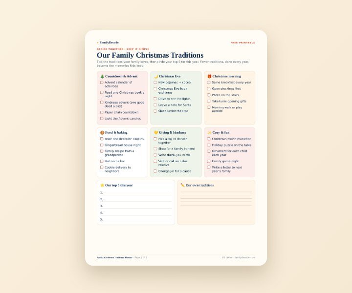 Family Christmas Traditions Planner preview